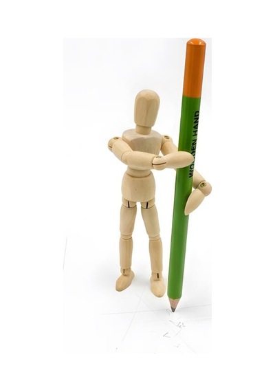 Ahşap Çizim Mankeni, Mafsallı İnsan Figürü Modeli, Tabanlı Eskiz Yardımcısı, 14 Cm