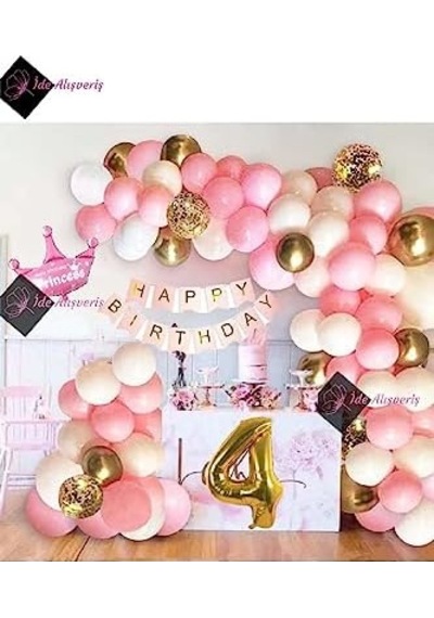 Bkmc Kızlar İçin Pembe Kraliçe Taçlı Lüks 4 Yaş Doğum Günü Parti Süsü İyiki Doğdun Bmcnm864 256