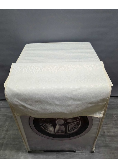 Polyester Kumaş Çamaşır Makinesi Örtüsü Leke Tutmaz, Su Geçirmez Modern Tasarım Bej