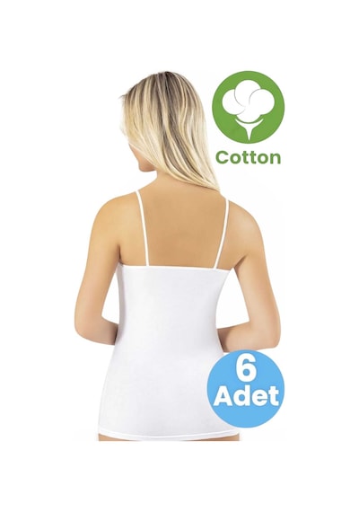 Tezzgelsin Kadın 6'lı Ip Askılı Modelli Atlet Beyaz