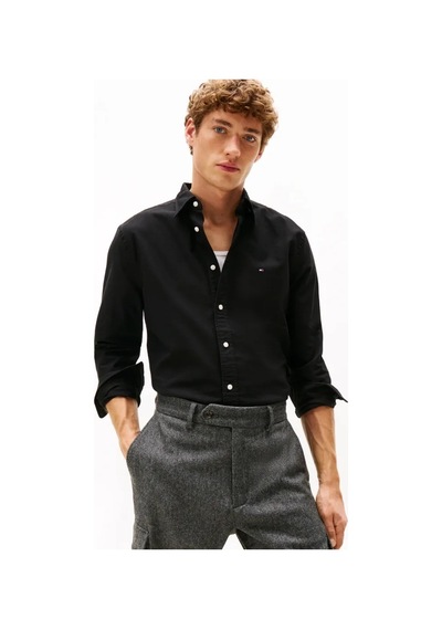 Tommy Hilfiger Solıd Herıtage Oxford Rf Shırt Erkek Siyah Uk Gömlek - Mw0mw35774