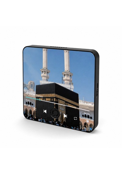 Ali İmran Suresi Sesli Buzdolabı Magneti Şarjlı, 4 Saat Çalışma, Güçlü Mıknatıs, Manevi Hediye Siyah