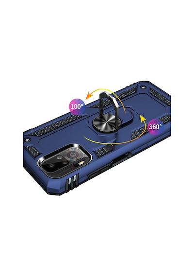 Xiaomi Redmi Note 10 Kılıf Sofya Yüzüklü Armour Silikon Kapak - Lacivert Lacivert