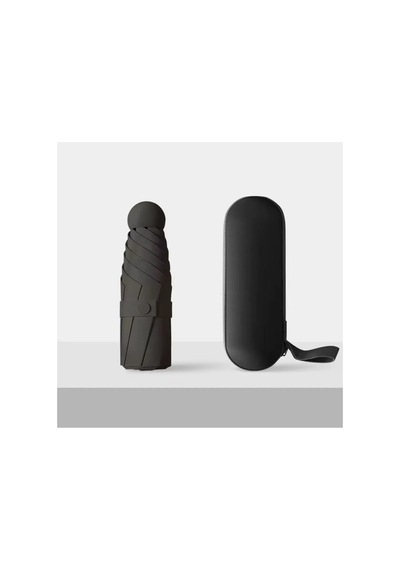 Şeker Ofisi .com Kapsül Şemsiye Kompakt Katlanır Mini Siyah
