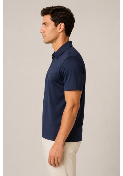 Alexander Gardi Teknik Kumaş Fermuarlı Polo T-shirt Lacivert