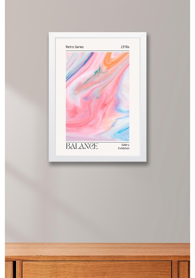 Balance Aura Çerçeveli Tablo Pembe Mavi Aura Enerji Renkleri Retro Series 1970s