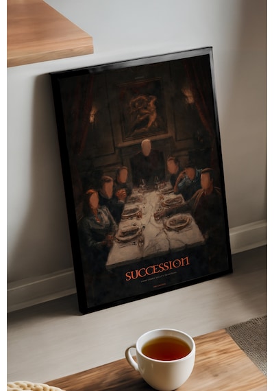 Succession Siyah Ahşap Çerçeveli Poster, Dekoratif Dizi Duvar Tablosu