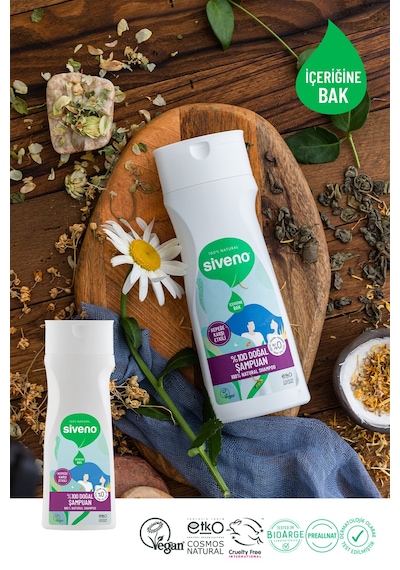 Siveno %100 Doğal Kepeğe Karşı Etkili Şampuan Yağlı Saçlar Çay Ağacı Keklik Üzümü Vegan 300 Ml X 2 Adet Tüm Saç Tipleri