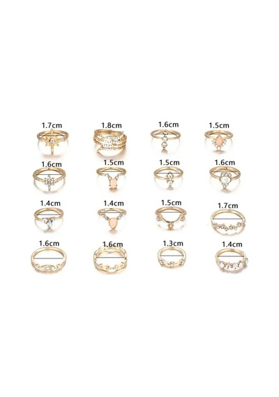Girift Vintage Bohem Stili Gold 8 Adet Taşlı Eklem Ve Yüzük Seti Altın