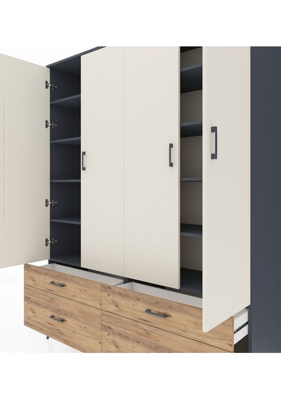 Hyperion Gardrop 10 Raflı 4 Çekmeceli 4 Kapaklı 176x44x221 Antrasit-aytaşı/çam Aytaşı/çam Hyperion Gardrop 10 Raflı 4 Çekmeceli 4 Kapaklı 176x44x221 Antrasit-aytaşı/çam Aytaşı/çam
