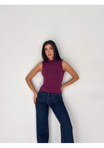 Noa & Noa Kadın Kolsuz Boğazlı Basic Body Sleek Core Mor
