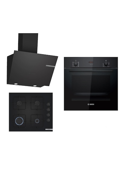 Bosch HBF512BB1T - POP6C6P30O - DWK66PJ60T Siyah Ankastre Set