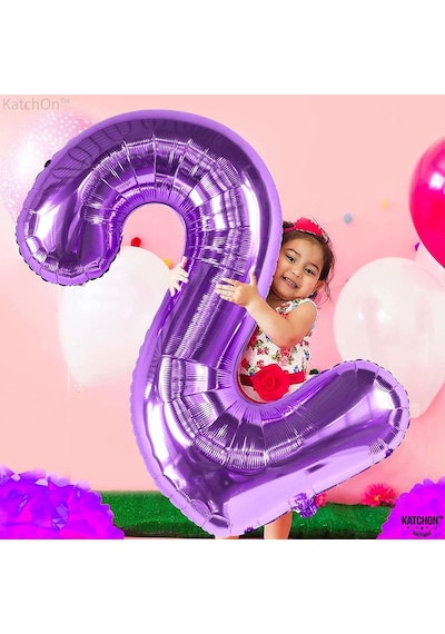 2 İki Rakam Mor Folyo Balon 32"-34" Inc 80 cm