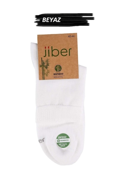 Jiber Erkek Bambu Likralı Yarım Konç Çorap 6451 - 6 Adet Beyaz