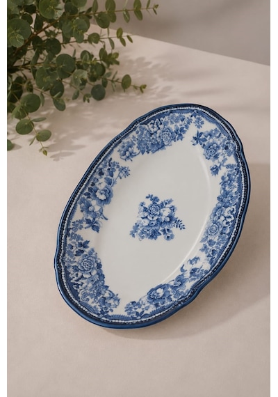 Porser Porselen Velour Navy Fulya Kayık Tabak Seti 26cm 2 Parça Çok Renkli
