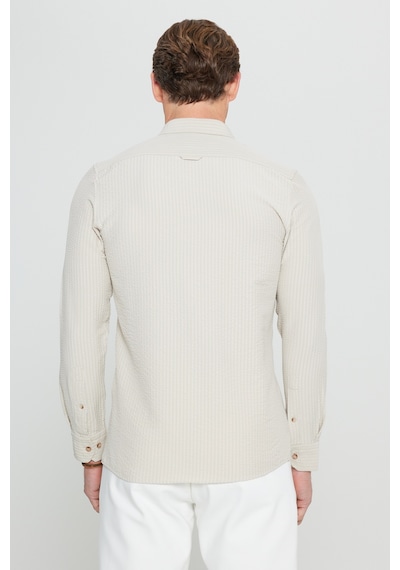 AC&Co / Altınyıldız Classics Erkek Bej Slim Fit Dar Kesim Düğmeli Yaka Armürlü Gofre Desenli Gömlek Bej AC&Co / Altınyıldız Classics Erkek Bej Slim Fit Dar Kesim Düğmeli Yaka Armürlü Gofre Desenli Gömlek Bej