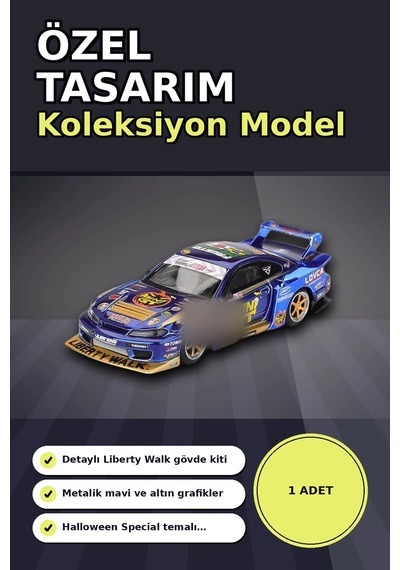 Halloween Temalı 1/64 Nissan S15 Silvia Diecast Model Araba, Koleksiyonluk Parça Bx-313404