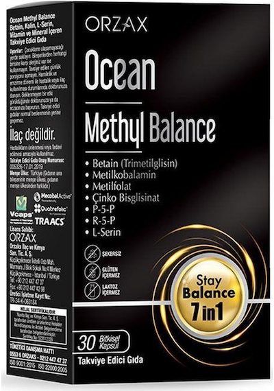 Ocean Methyl Balance B Vitamini Ve Mineraller İçeren Takviye Edici Gıda 30 Kapsül