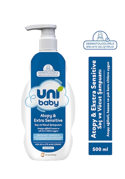 Uni Baby Atopy & Extra Sensitive Atopik Ciltlere Özel Saç ve Vücut Şampuanı 500 Ml