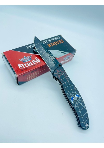 Sterling Siyah Örümcek Desenli Kamp Çakı // 300.t0022 - 20 CM Siyah