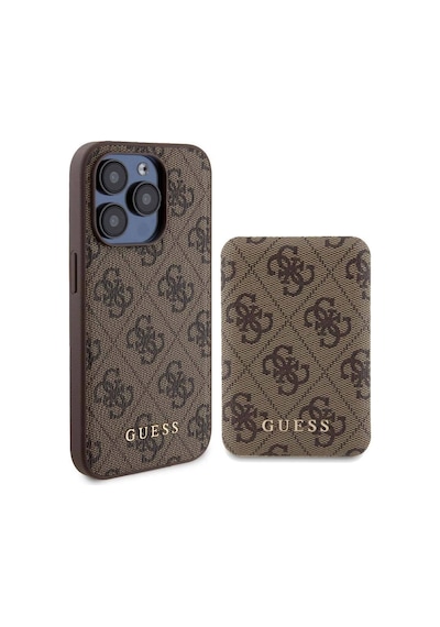 Apple Uyumlu iPhone 14 Pro Kılıf Guess Lisanslı Magsafe Özellikli Kapak + Powerbank 5000mah Kahverengi
