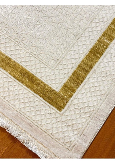 9681 Krem - Gold Akrilik Dokuma Halı Yumuşak Salon Oturma Odası Halısı