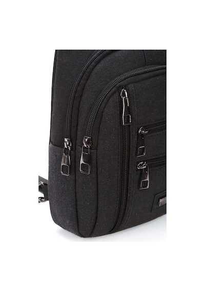 Torz Unisex Siyah Omuz Çantası Su Geçirmez Kanvas Kumaş Body Bag Çift Taraflı Çapraz Postacı Çanta Antrasit