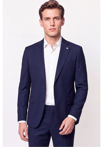 Efor Slim Fit Mono Yaka Çift Yırtmaç Yünlü Siyah Takım Elbise Tk 949