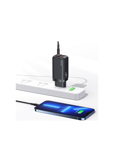 Usams T47 Cc153 65w Dual-port Super Si Hızlı Şarj Dizüstü Bilgisayar Tablet Apple Uyumlu MacBook Siyah