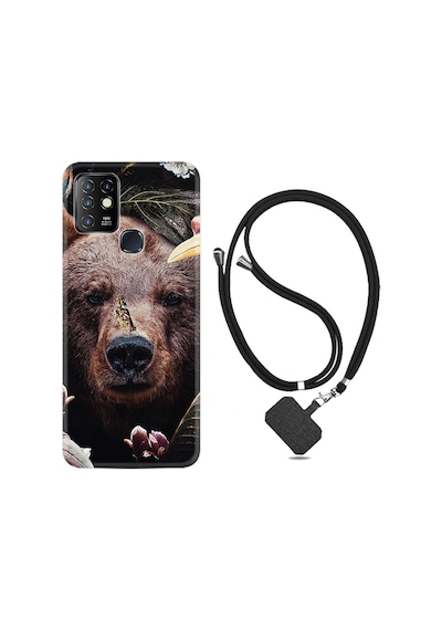 Infinix Hot 10 Kılıf Boyun Askılı Flowers Bear 1337