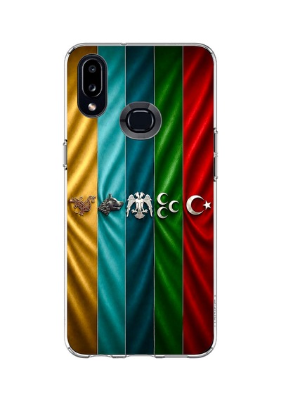 Samsung Galaxy A10s Uyumlu Tarihi Türk Devletleri Bayrakları Baskılı Silikon Kılıf Renkli