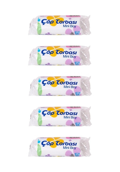 Canhome Beyaz Mini Küçük Boy 40x50 Cm. 30 Litre Çöp Torbası Poşeti - 40 Adetlik 5 Rulo