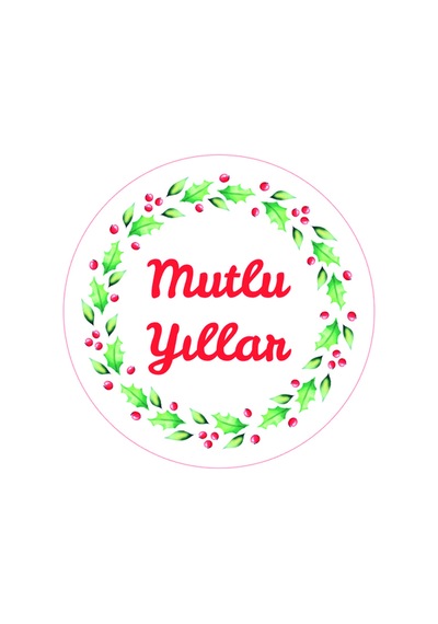 50 Adet Yılbaşı Hediye Etiketi - 5 Cm Mutlu Yıllar Mat Sticker Diğer
