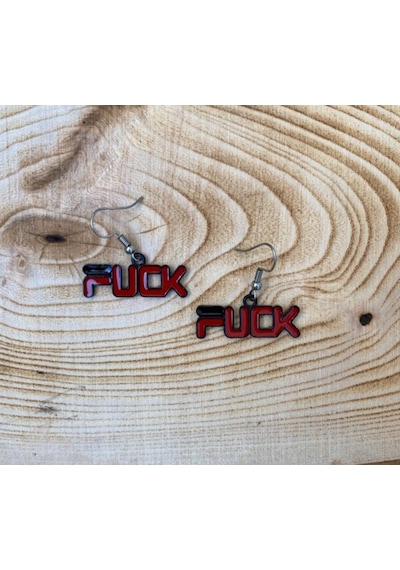 F*ck Yazılı Küpe Renkli Metal Küpe PYTKKUPE118 Çok Renkli