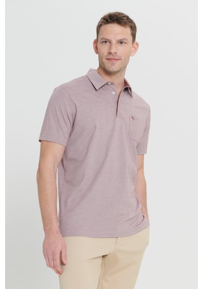 AC&Co / Altınyıldız Classics Erkek Bordo Comfort Fit Rahat Kesim Polo Yaka Pamuklu Kısa Kollu Tişört Bordo