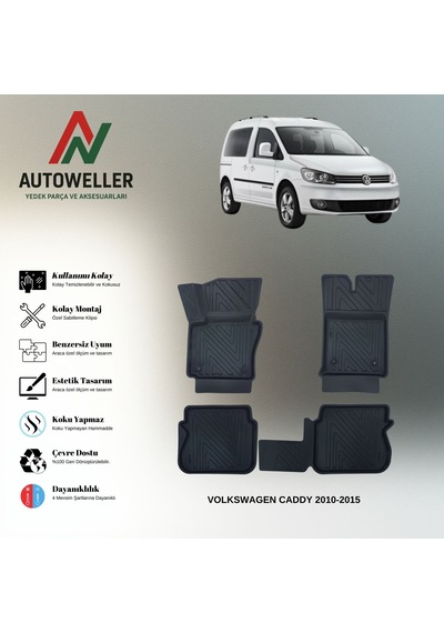 Volkswagen Caddy 2010-2015 Uyumlu Havuzlu Oto Paspas