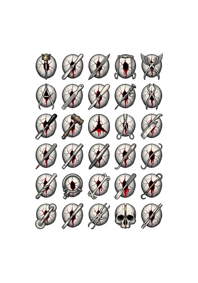 30 Adet Antik Cerrahi Aletler Sticker Seti - Laptop, Defter, Ajanda Çok Renkli