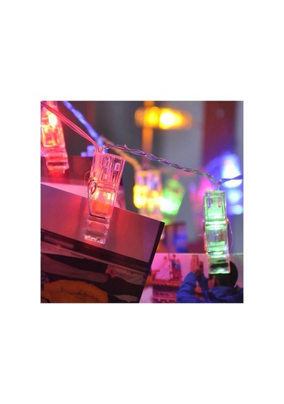 Gd972 Şerit Pilli Aydınlatma 2 Metre 10 Adet Rgb Mandal Led