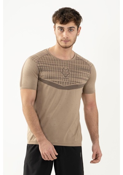 Maraton Active Slimfit Erkek Bisiklet Yaka Kısa Kol Koşu Açık Vizon T-Shirt 821080-Açık Vizon