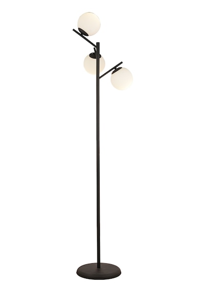 Renji 3Lü Siyah Boyalı Beyaz Camlı Modern Tasarım Metal Lambader