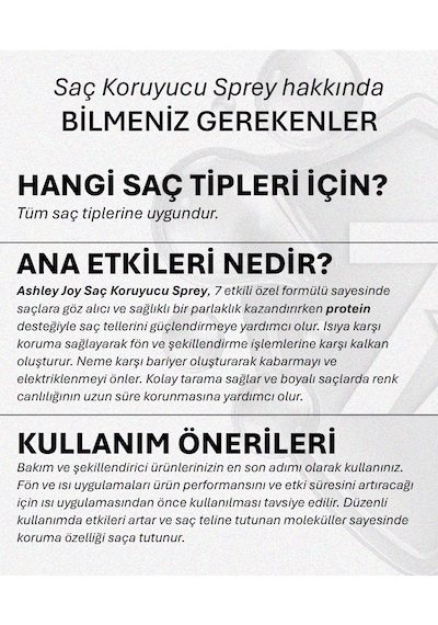 Ashley Joy Ultra Parlaklık, Elektriklenme Karşıtı, Isı Ve Neme Karşı Glow Etkili Koruyucu Saç Spreyi 150 Ml