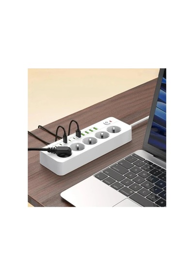 3500w Akım Korumalı 5 Li Grup Priz: 5x Usb + 5x Type-c Çıkışlı 2 Metre 0