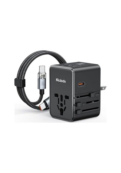 Cp-5980 70w 3c2a Universal Seyahat Adaptörü Type-c To Type-c Kablolu Siyah