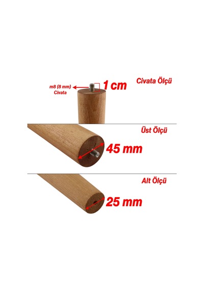 Kahverengi Boyalı Doğal Ahşap 35 Cm Bohem Silindir Mobilya Ayağı Aksesuar Ayakları Sehpa Masa İçin 6395751