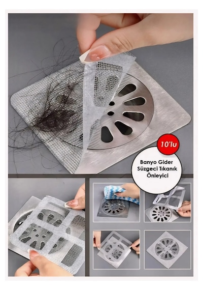 Tineke 10 Adet Banyo Gider Süzgeci Saç Yakalayıcı Süzgeç Banyo Du