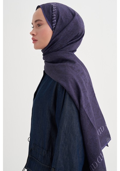 Carell Elenora Monogram Floş Şal Morcivert Çok Renkli