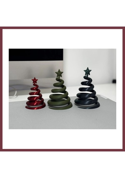 Storeşahin 3d Baskı 3lü Spiral Yılbaşı Ağacı Seti Yıldız Tepelikli Masaüstü Süs Shn0720 Diğer