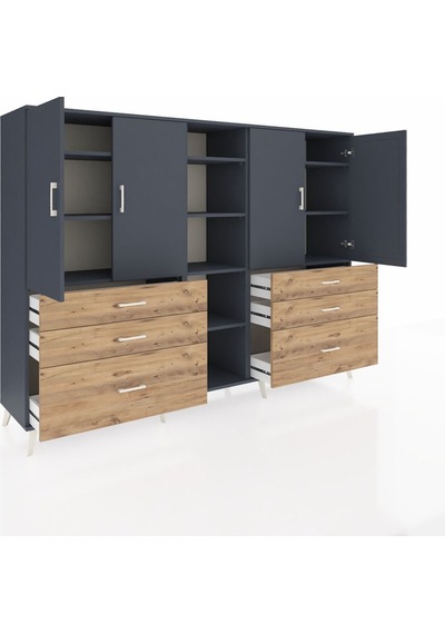 Hyperion Dolap 10 Raflı 6 Çekmeceli 4 Kapaklı 220x44x163 Antrasit-antrasit/çam Antrasıt/atlas Çam - Antrasıt Hyperion Dolap 10 Raflı 6 Çekmeceli 4 Kapaklı 220x44x163 Antrasit-antrasit/çam Antrasıt/atlas Çam - Antrasıt