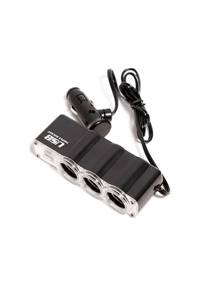 3'lü Araç Çakmaklık Çoklayıcı Usb Şarj Girişli 12v-24v Oto Çakmak Soketi Dönüştürücü