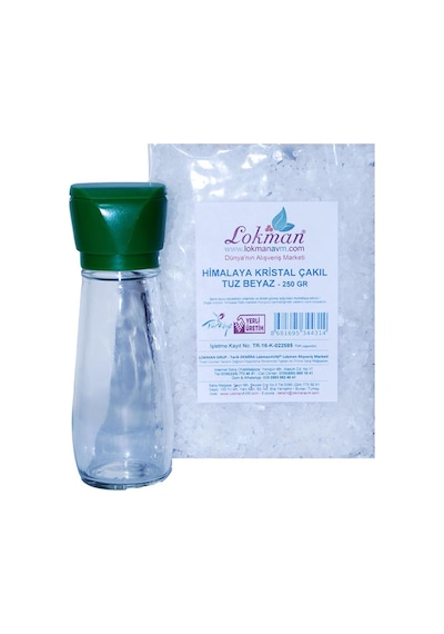 Tuz Karabiber Değirmeni Yeşil Himalaya Çakıl Tuz Beyaz 250 Gr
